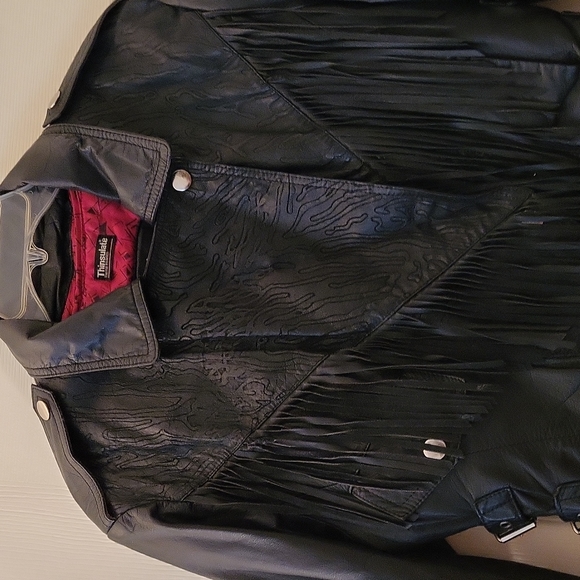 BERMANS 100% COWGIRL LEATHER JACKET.  THINSULATED ZIP VEST REMOVAL - Picture 4 of 14